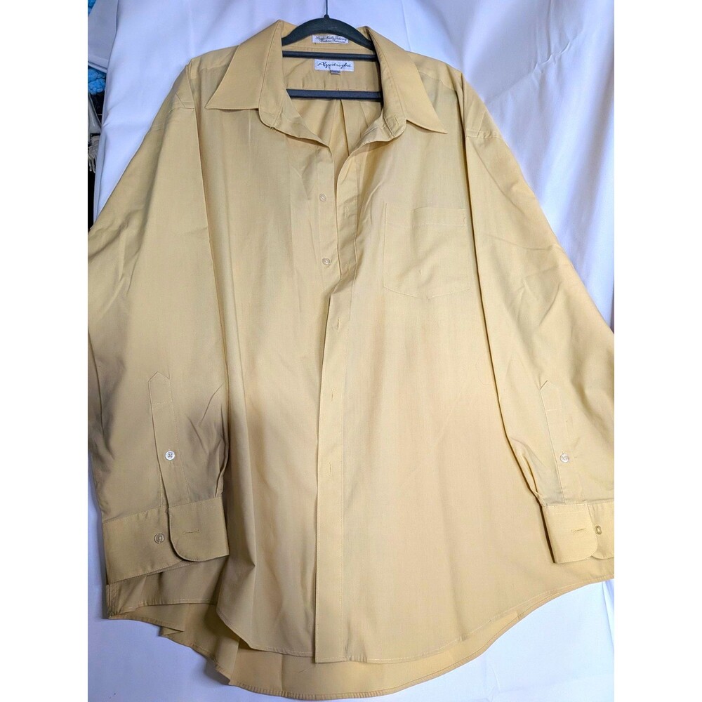 Apostrophe Regular Fit Beige Solid Dress Shirt 18.5 Long Sleeve Collared